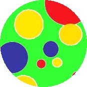 wonderbread image of blue, yellow and red bubbles